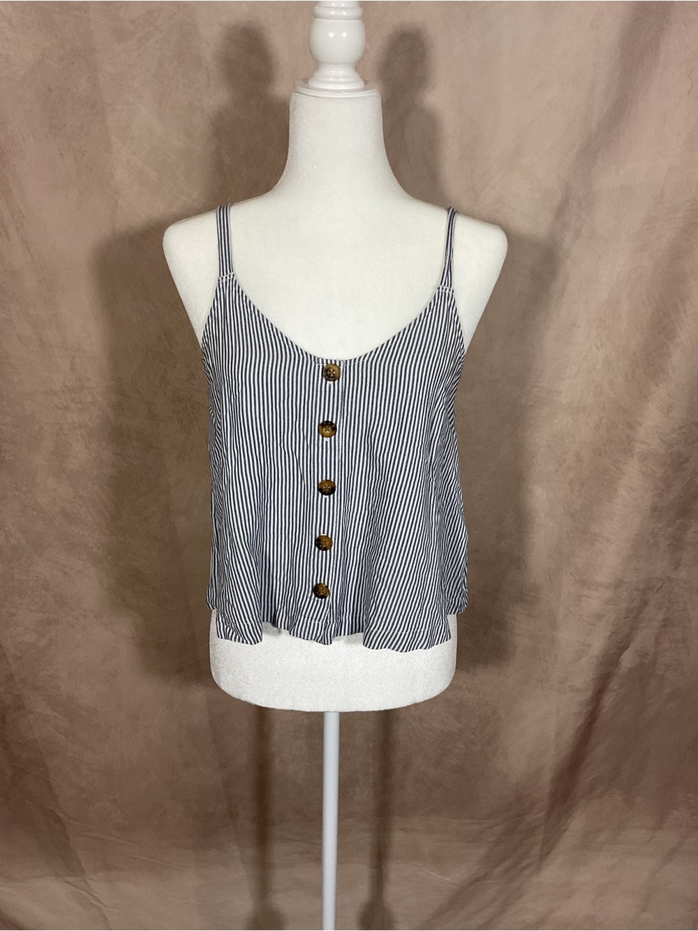 Hollister Striped Button-Front Sleeveless Top - Black & White